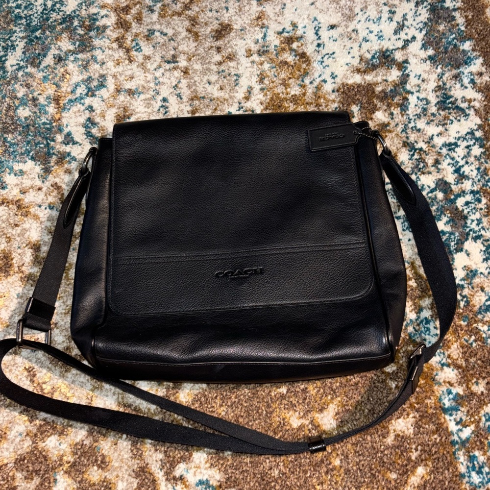 Coach Dark Leather Messenger Bag